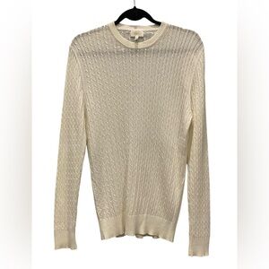 Brioni white ribbed knit sweater in 100% cotton Size:M